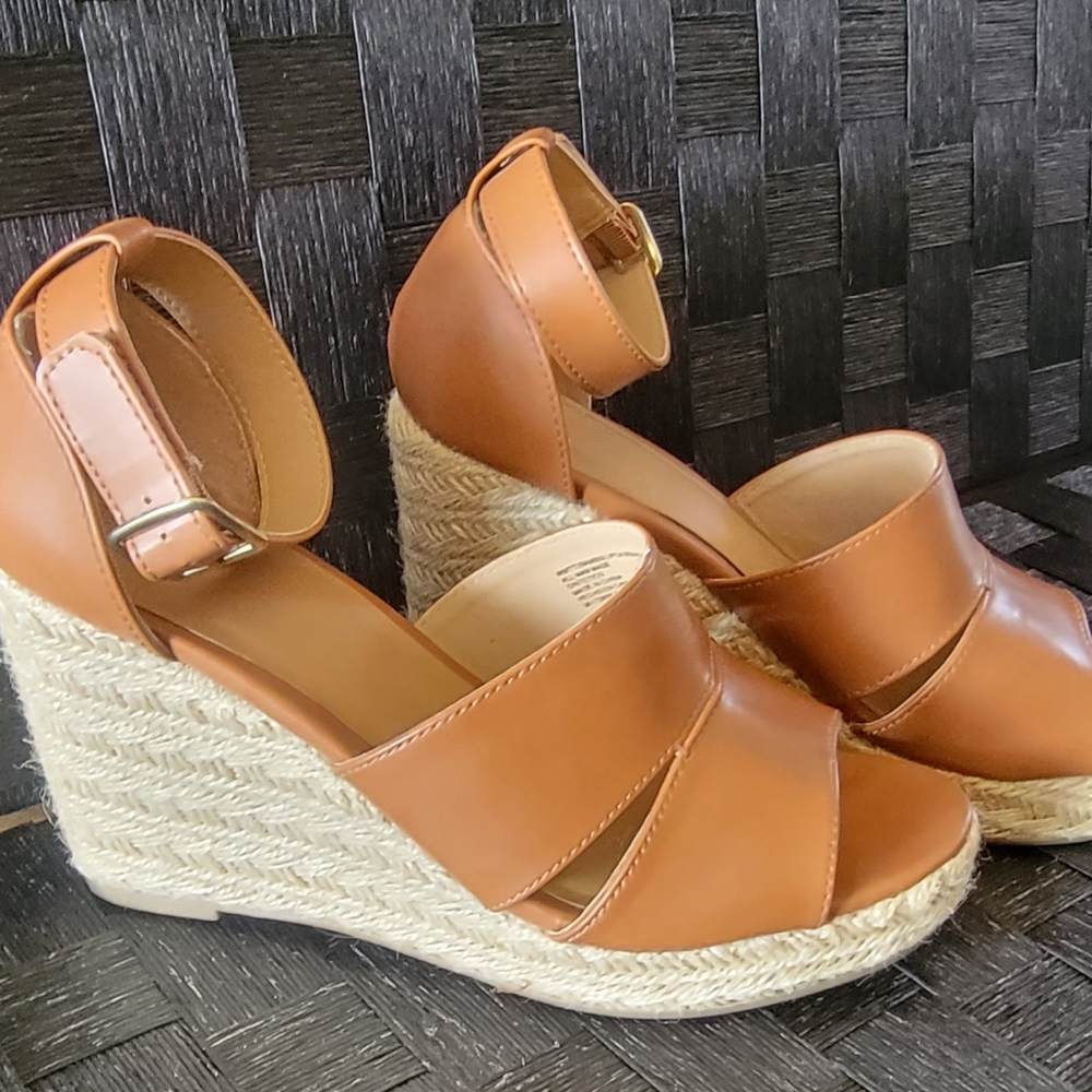 Tan wedge sandals